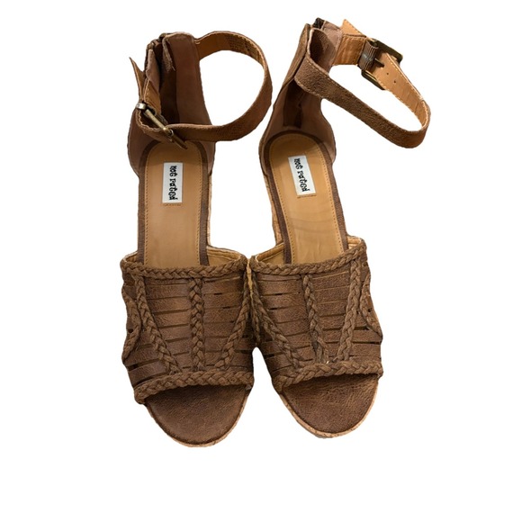 Not Rated Womens Sandals Sz 10 Cork Brown Wedge Sandal Gladiator Slingback - Picture 2 of 7
